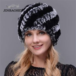 JINBAOSEN moda mujer conejo doble cálido tejido natural sombrero de piel de visón invierno viaje turístico gorra de esquí Y2010242381