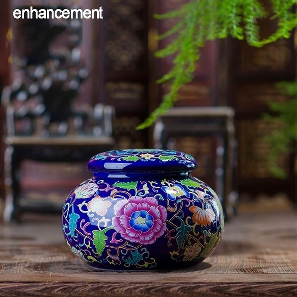 Jingdezhen Antique Émail En Céramique Pot À Thé Boîte À Thé Canister Portable Voyage Bouteilles De Stockage Scellé Réservoir Pot Alimentaire Bonbons Pot T200506