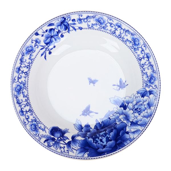 Jingdezhen Cerámica de 6 pulgadas/ 8/10 pulgadas Camina de vajilla de vajilla de arroz ISH Cena de porcelana azul y blanco Dena de porcelana