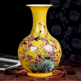 Jingdezhen Keramische Pruim Grote Vaas Kleurrijke bloemenvaas bloemstuk nieuwe Chinese woonkamer woondecoratie336e