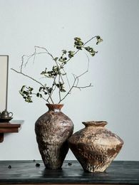 Jingdezhen – décorations Zen à vent calme, Pot en poterie grand et grossier, arrangement à la main, Vases en porcelaine rétro 240311