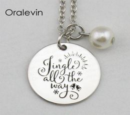 Jingle tout le chemin inspirant à main estampillée à la main gravée gravée Collier de chaîne de liaison pendentif personnalisée Bijoux 18inch 22 mm 10pcs LOT5332091