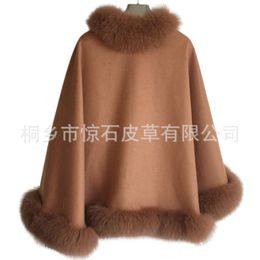 Jingshi fourrure de renard herbe femmes manteau vrais cheveux hiver châle manteau 5106