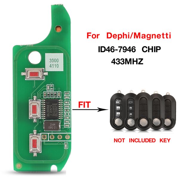 Jingyuqin 433MHz ID46 PCF7946 Circuit Circuit Board pour le système Fiat Dehilp Marelli Remplacez la clé intelligente PCB pour Fiat 500 Grande Punto