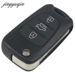 Jingyuqin Car Key Shell voor Kia voor Hyundai IX35 3 knoppen Flip Folting Remote FOB Case met Hold -knop FOB2720