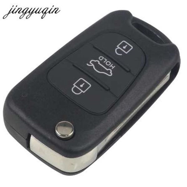 Coque de clé de voiture jingyuqin pour KIA pour Hyundai ix35 3 boutons étui porte-clés à distance pliable avec bouton de maintien FOB2153