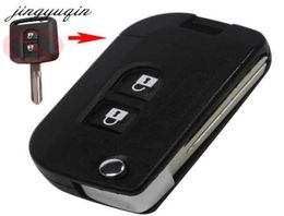 Jingyuqin – coque de clé télécommande pliable, étui de voiture pour Nissan Qashqai primera Micra Navara Almera Note Sunny 2 boutons 5492892