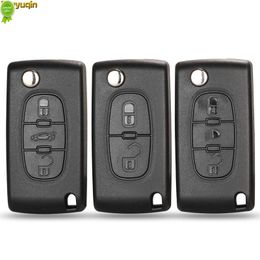 Jingyuqin Flip Remote Car Key FOB Shell voor Peugeot 206 207 208 2008 307 308 3008 407 508 5008 Citroen C 2 C3 C3 C4 Picasso C5 C6