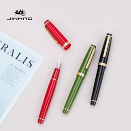 Jinhao 82 Silver Trim Fountain stylo Color Color acrylique Barrel Fine Nib pour écrire Calligraphy Signature School F7282