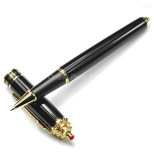 Jinhao Negro Dorado Antiguo Estilo de China Metal Roller Ball Pen Escritura profesional JRP012