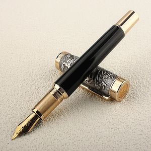 Jinhao Metal Fountain Pen # 6 Heartbeat Fine Nib Vintage Carving Héritage Dragon avec convertisseur Bureau Écriture Gift Pen 240528