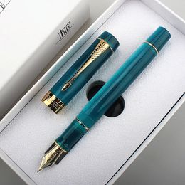 Jinhao paon orchidée 100 stylo plume 18KGP plaqué or M plume encre en résine avec un convertisseur cadeau de bureau d'affaires 240229