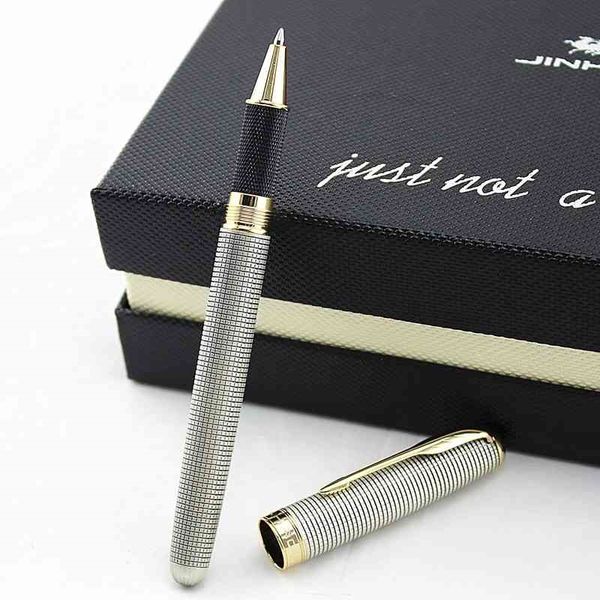 JINHAO stylo à bille roulante pince dorée encre noire 0.7mm stylos à bille en métal avec une boîte-cadeau fournitures de bureau scolaire 210330