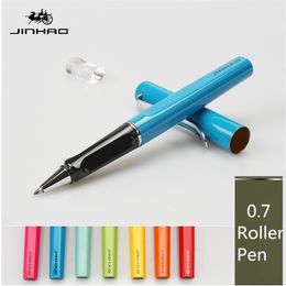 Jinhao Rollerball Luxury 599 Sixcolor Business Metal Ballpoint Tip Flat Pen Clip 0,7 mm Black Recharge peut personnaliser 220704