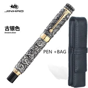 Jinhao Vintage luxueux stylo à bille en métal Golden Dragon Cloud lourd gros stylo M Point 0.7 sculpture gaufrage Collection cadeau 231220