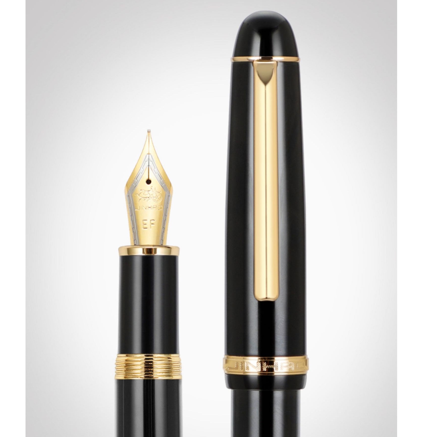 Jinhao x350 Fountain Pen Retro Elegant Barrel Gold Clip Fine / Nib moyen pour écrire Signature Office School A7345