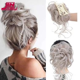 JINKAILI moño de pelo sintético desordenado Scrunchies accesorios para el cabello Clip de garra moño rizado banda elástica falsa para mujeres 240229