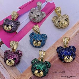 Jinyuan Nieuwe Micro -verharde Hiphop Cute Bear Sieraden Hoofd Pendende glanzende sieraden