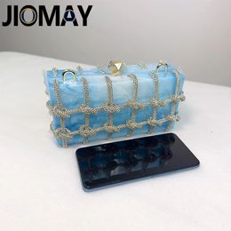 Jiomay Luxury Rhinestone portemonnees voor vrouwen Brand Fashion Designer Handtassen Marmering avondkoppeling Versatiele feest Rhinestone Bag 240315