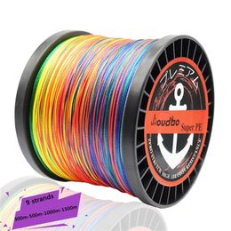 Jioudao-serie 300m 500m 1000m 1500m multicolor gevlochten vislijn 9 streng 20-200LB multifilament PE-lijn voor karpervissen 201124