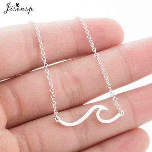 Jisensp Rvs Wave Ketting Hanger Strand Surfer Sieraden Voor Dames Ocean Wave Charm Choker Kettingen Kraag G1206