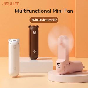 Jisulife portable ventilateur 3 en 1 mini-main à main refroidissement USB 4800mAh Recharge petite poche avec lampe de poche de la banque d'alimentation Caractéristique 240424
