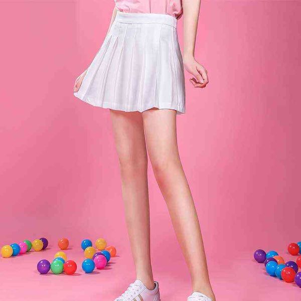 Jittebug Cheerleading White Black Mini Falda High Street Sweet Japonés Uniforme escolar Faldas plisadas cortas con pantalón de seguridad G220309