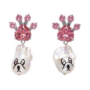 Jiwinaia Boucles d'oreilles graffiti à la main avec perle baroque naturelle pour femme