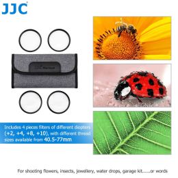 JJC Macro Kit de filtre à objectif de gros plan avec poche de filtre pour Sony A6600 A6500 +2 +4 +8 +10 Filtres de gros plan 49 mm 55 mm 58 mm 62m 77 mm