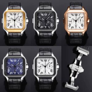 JJF-factory Reloj Cuadrado de Cristal de Zafiro para Hombre de 43 mm Correa de Cuero 7750 Reloj mecánico automático Relojes Deportivos de diseño a Prueba de Agua