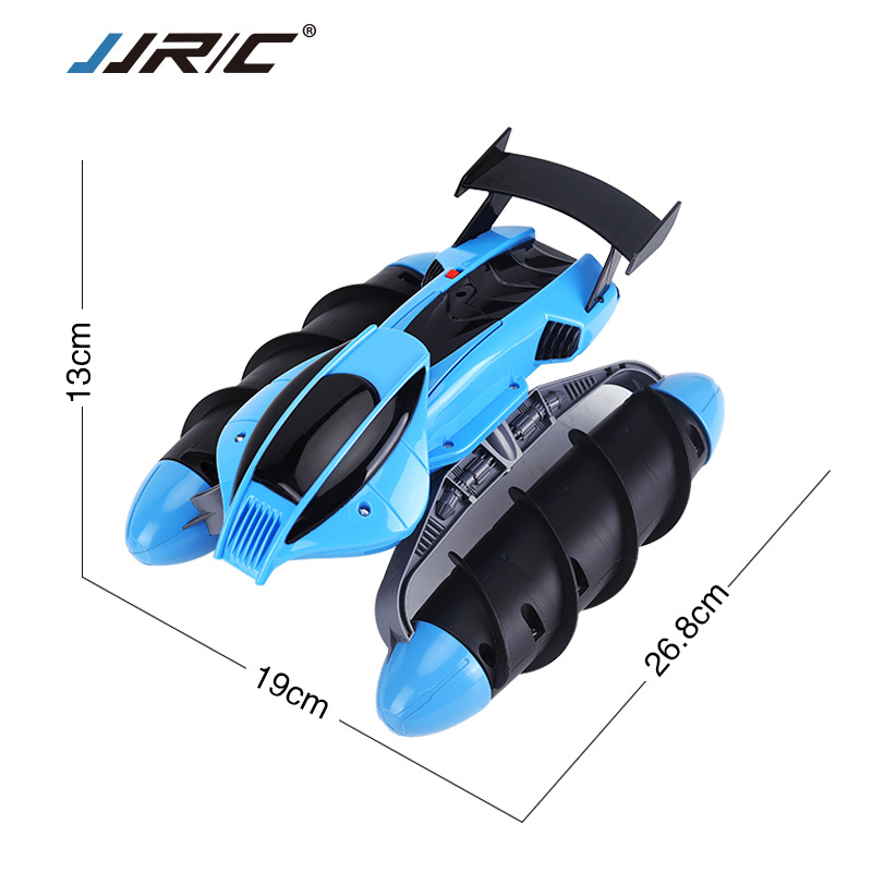 JJRC 2.4G RC Amphibious Hovercraft& Stunt Car, Water Land Dual Mode, Two Roller Side Driving, with Lights, Xmas Kid Birthday Gift, 2-1