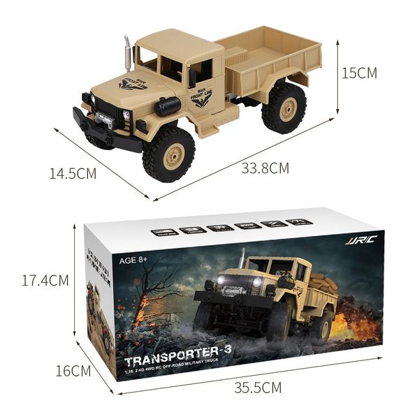 JJRC Q62 Coche de juguete con control remoto, camioneta militar todoterreno de cuatro unidades, gran potencia y alta velocidad, regalo de cumpleaños para niños de fiesta