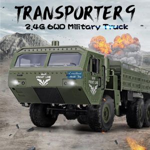 JJRC Q75 2.4G 1:16 Camion militaire télécommandé 6WD, poutre en C métallique, avec différentiel de voiture, suspension, lumières LED, cadeau pour enfant, 2-1