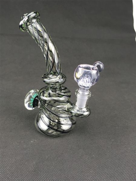 Mini narguilé cycle carta Heady Oil Rig 14mm Bol en verre ColorfulRed Stripe Bong