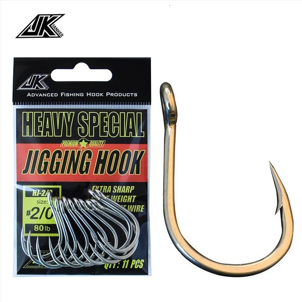 JK 5PACK 4X Strong Jig Hook 102030507090 Eyes en acier à haut carbone Fishhook Mustad Deep Ocean Fishing lourde CAST 240313