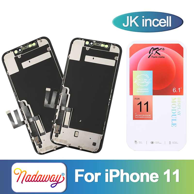 JK Incell för iPhone 11 LCD Display Touch Digitizer Assembly Screen Replacement med Back Plate Support IC Transplantation