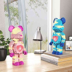 JK Net Red Love Violent Bear Series Assemble Building Block Toy Model Bricks with Lighting Set Antistress Toys For Kids Gift G220524
