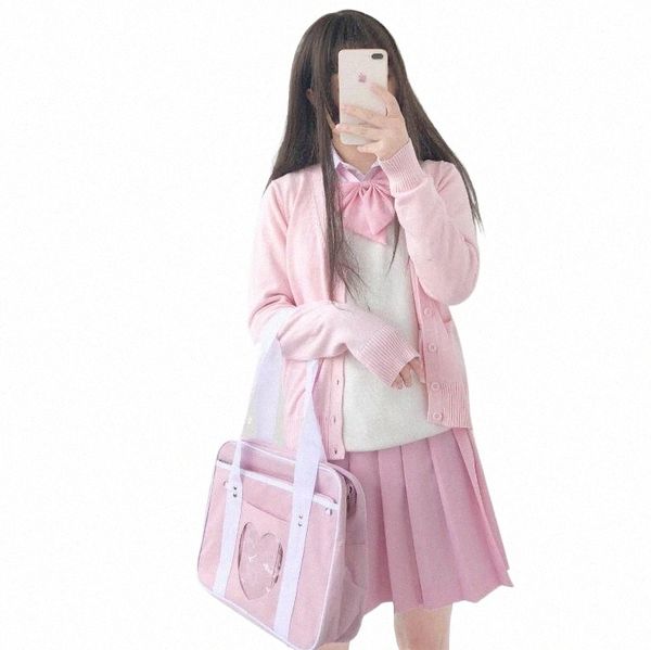 JK Uniformes scolaires Filles mignonnes Cardigans Pull Tops Japonais Lycéens Uniformes Chandails Lg Manches XXL C7pa #