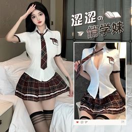 Jk – Costume d'écolière Sexy, uniforme de Cosplay, Mini jupe érotique, jeux de rôle, lingerie porno pour femmes, Costume sexuel 240309
