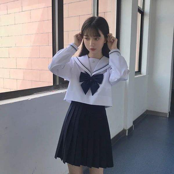 JK Uniforme Modelo Básico Kishiky Estudiante Femenina Escuela Ortodoxa Marinera Japonesa Clase de Estilo Universitario 240301
