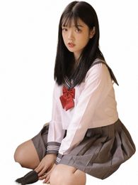 JK Uniforme Jupe Costume Fabriqué au Japon Fi Placket Line Blanc SEMBEM marin Étudiant école fille uniforme 54pM #