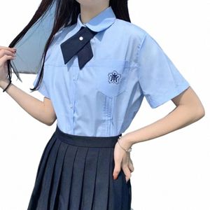 JK Uniforme Col d'été T-shirt à manches courtes Japonais Coréen School Dres pour fille étudiante mignonne brodée Tops Lady Blouse b4iY #