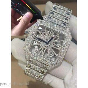 JKBJ Horloge Digner Custom Skeleton Sier Moissanite Diamond Watch Pass Tted Quartz Uurwerk Top Heren Frozen Sapphire