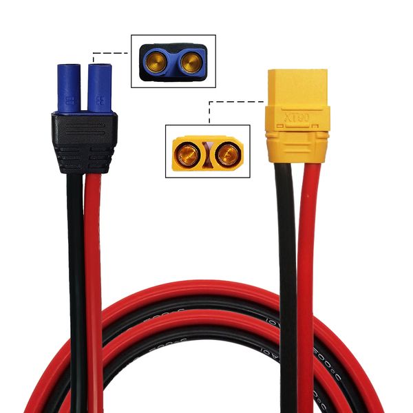 JKM XT90 hembra a EC5 conector hembra Cable adaptador convertidor con cable de silicona 10AWG para Quadcopter coche juguete RC batería Lipo