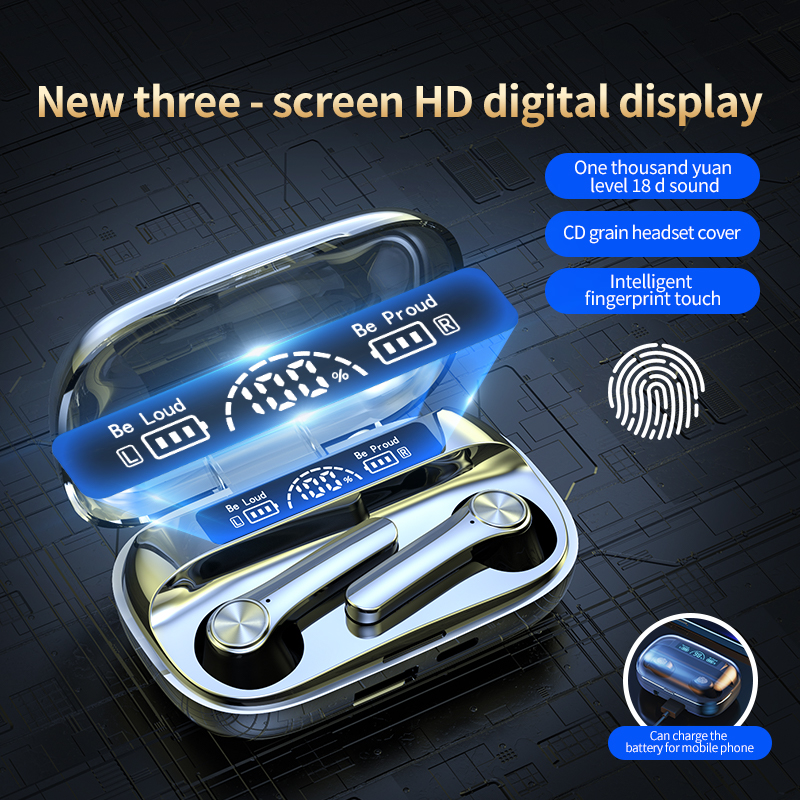 JL Chipset TWS Bluetooth Earuds BQ20 Nya vattentäta trådlösa hörlurar med tre-skärm HD Digital Display