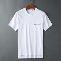 JL Fashion Round Neck T-shirt Pocket Teaving Strap Perrain Perrain Nouveau t-shirt de loisirs de loisirs à manches courtes blanches
