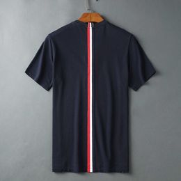 Camiseta de cuello redondo jl marca moderna de la marca de la espalda del medio malla de la perla camiseta de la camiseta de la espalda