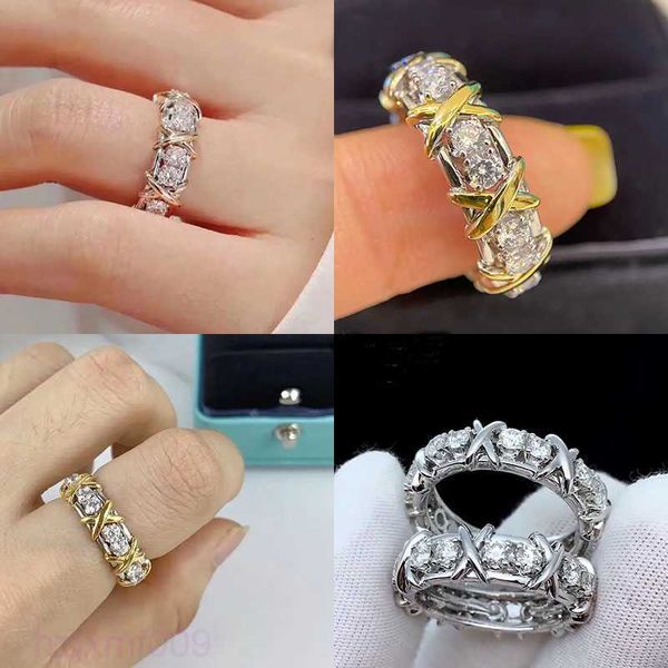 Jl2q Anillos de banda Nuevo x Dieciséis Anillo de alambre de diamante de piedra Joyería de diseñador Promesa de oro para mujeres Hombres Schlumberger Regalo del día de San Valentín Edge Bypass R