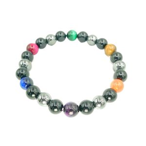 JLN Hématite Onyx Teint Tigre Oeil Bracelet Pierre Naturelle Teinté Pierre Multi Couleurs Bracelets Pour Hommes Femmes Bijoux