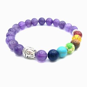 JLN Seven Chakra Buddha pulsera Energy Yoga Gemstone con Tibet Buddha accesorio Power Beads pulseras para regalo